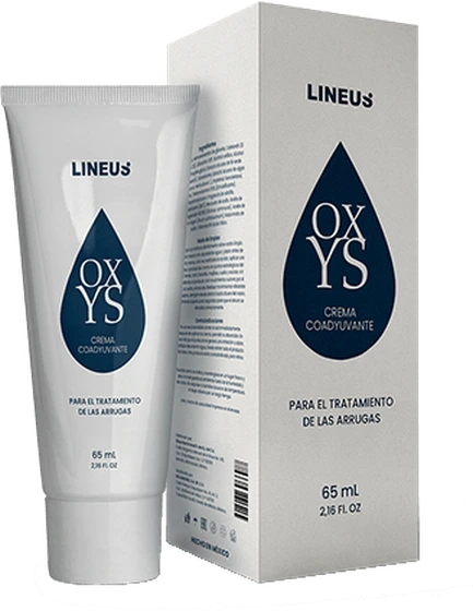 Tubo y caja de Oxys, crema de 65 ml de Lineus para arrugas