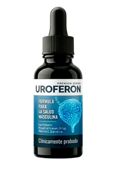 Frasco de Uroferon Gotas con gotero, suplemento para la próstata