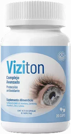 Frasco de Viziton con 20 cápsulas de luteína, zeaxantina y DHA